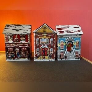 Harry London Charming Holiday Village Decor Set - tins
